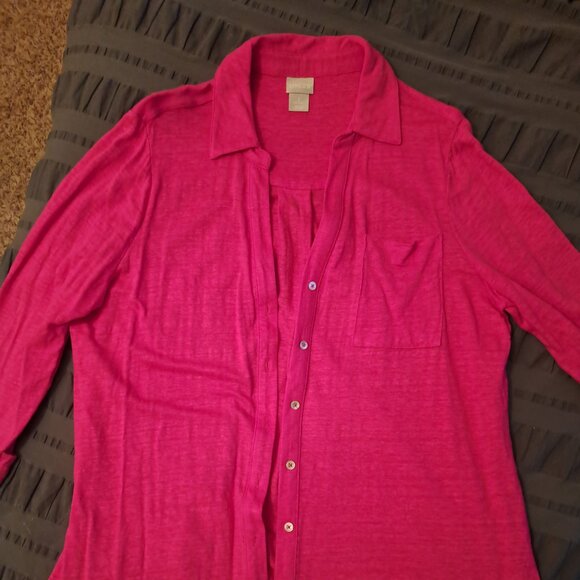 Hot pink button front cardigan - Picture 1 of 6